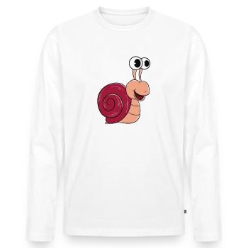 Je ne suis là que pour les escargots - T-shirt manches longues Premium bio Homme - blanc - Devant - Nico (187cm)