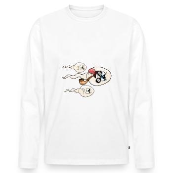 1970 Anniversaire 54 ans - T-shirt manches longues Premium bio Homme - blanc - Devant - Nico (187cm)