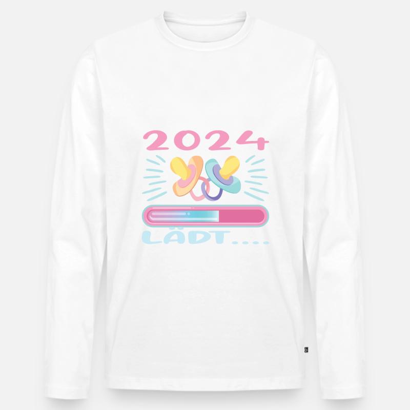 Mama 2024 werdende Mutter Schwangerschaft - Männer Premium Bio Langarmshirt - undefined