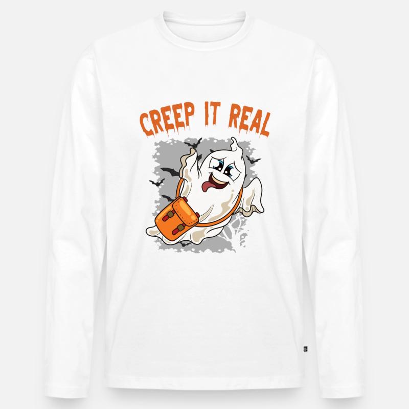 Süßer Halloween Geist Halloween - Männer Premium Bio Langarmshirt - undefined