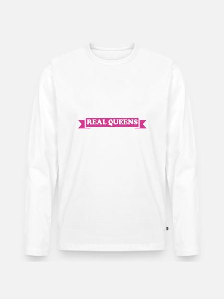 Echte Königinnen Wurden 1985 Geboren Geburtstag - Männer Premium Bio Langarmshirt - Weiß