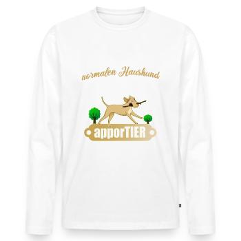 Ich habe ein apporTIER - Männer Premium Bio Langarmshirt - Weiß - Vorne - Nico (187cm)