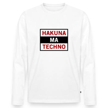 HAKUNA MA TECHNO - Musique électrique drôle Sort - T-shirt manches longues Premium bio Homme - blanc - Devant - Nico (187cm)