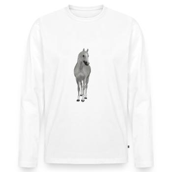 reiten Pferd Liebe Reiterin Pferde Pferdesprüche - Männer Premium Bio Langarmshirt - Weiß - Vorne - Nico (187cm)