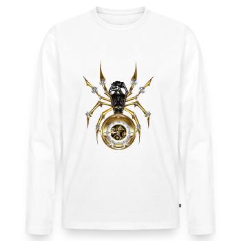 Steampunk Gothic Zahnrad Uhrwerk Maschine Uhr - Männer Premium Bio Langarmshirt - Weiß - Vorne - Nico (187cm)
