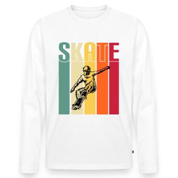 skateboard skater skate sport ride skate - Men's Premium Organic Long Sleeve Shirt - white - Front - Nico (187cm)