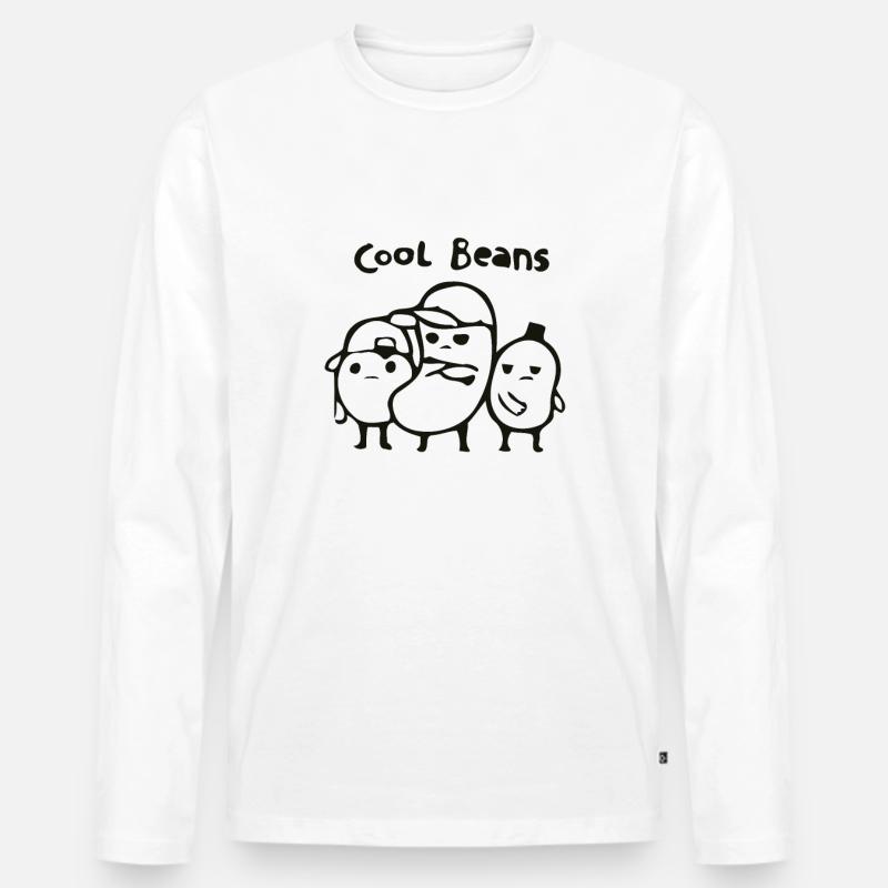 Cool Beans - Männer Premium Bio Langarmshirt - Weiß