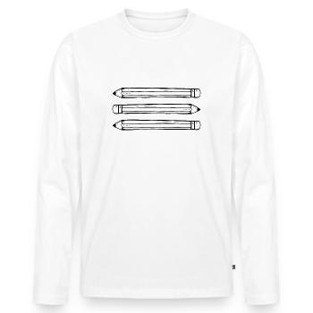 Bleistifte - Männer Premium Bio Langarmshirt - Weiß - Vorne - Nico (187cm)