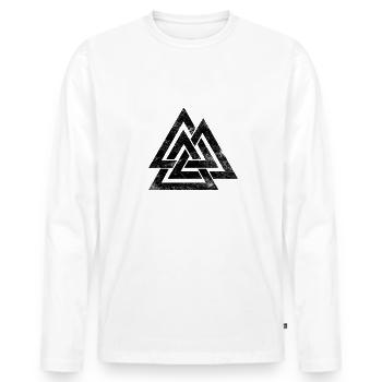 Vintage Valknut Vikings Vikings noeuds wotans - T-shirt manches longues Premium bio Homme - blanc - Devant - Nico (187cm)