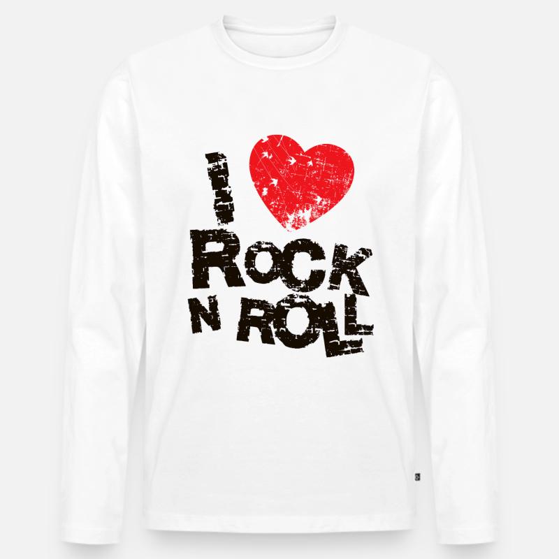 ICH LIEBE ROCK N ROLL. - Männer Premium Bio Langarmshirt - Weiß