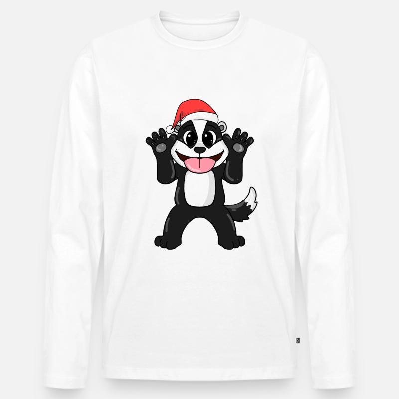 Stinktier Weihnachten - Männer Premium Bio Langarmshirt - Weiß