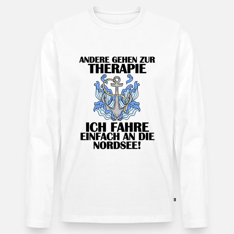 Nordsee Spruch - Männer Premium Bio Langarmshirt - Weiß