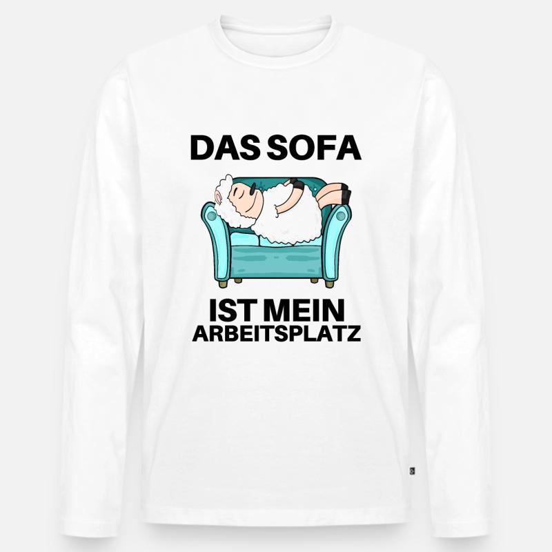 Home Office - Männer Premium Bio Langarmshirt - Weiß