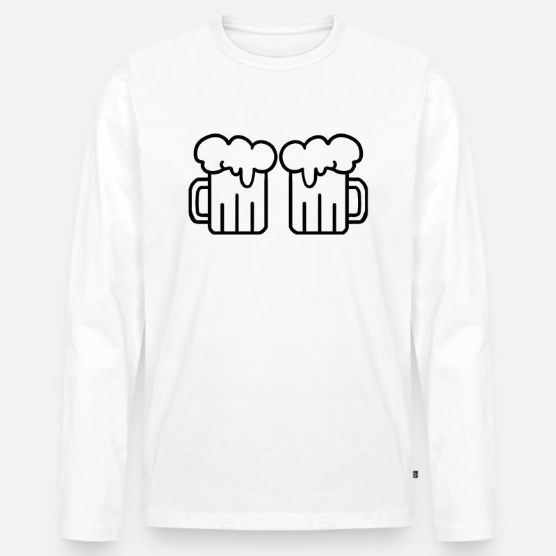 Bier - Männer Premium Bio Langarmshirt - Weiß
