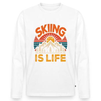 Skiing is Life - Ski, Après Ski, Winter Sports - Men's Premium Organic Long Sleeve Shirt - white - Front - Nico (187cm)