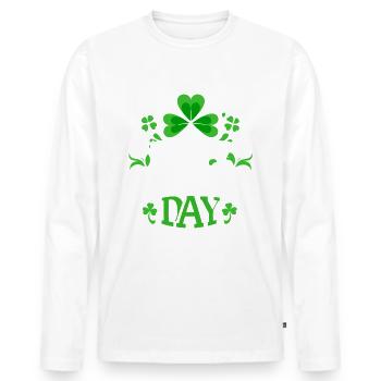 Bonne Saint-Patrick - Shamrock - Irlande - T-shirt manches longues Premium bio Homme - blanc - Devant - Nico (187cm)