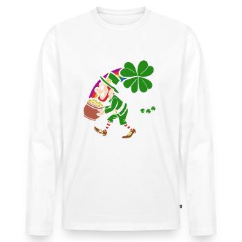 Bonne Saint-Patrick - Trèfle - Leprechaun - T-shirt manches longues Premium bio Homme - blanc - Devant - Nico (187cm)