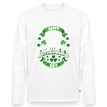 Bonne Saint-Patrick - Shamrock - Irlande - T-shirt manches longues Premium bio Homme - blanc - Devant - Nico (187cm)