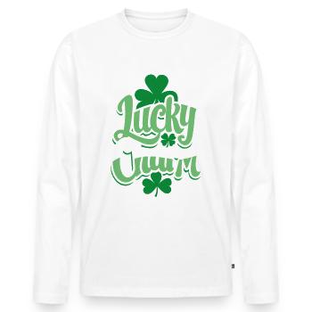 Porte-bonheur - Saint-Patrick - Irlande - T-shirt manches longues Premium bio Homme - blanc - Devant - Nico (187cm)