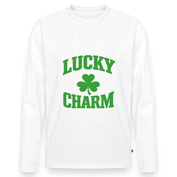 Mister Lucky Charm - Saint-Patrick - Irlande - T-shirt manches longues Premium bio Homme - blanc - Devant - Nico (187cm)