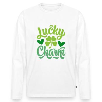 Porte-bonheur - Saint-Patrick - Irlande - T-shirt manches longues Premium bio Homme - blanc - Devant - Nico (187cm)