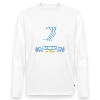 Strandkorb & Bier - darum bin ich hier - Männer Premium Bio Langarmshirt - Weiß - Vorne - Nico (187cm)