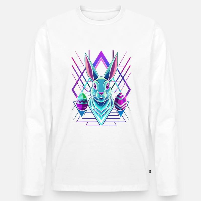 Happy Easter - Osterhase - Osterei - Geschenk - Männer Premium Bio Langarmshirt - Weiß