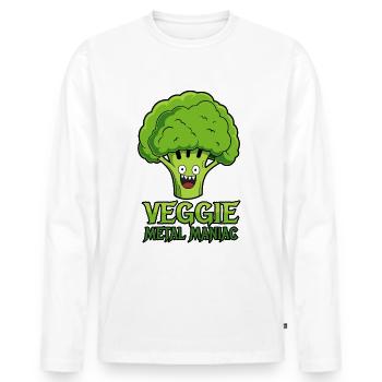 Veggie Metal Maniac - Musique Vegan - Dicton - T-shirt manches longues Premium bio Homme - blanc - Devant - Nico (187cm)