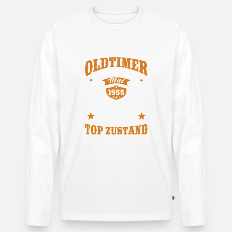 Oldtimer Mai 1955 - Geburtstag - Geschenk - Männer Premium Bio Langarmshirt - Weiß