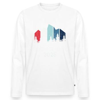 Alpen Überquerung 2025 - Fahrrad Wandern Routen - Männer Premium Bio Langarmshirt - Weiß - Vorne - Nico (187cm)