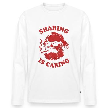 Sharing is caring - Funny Karl Marx Cartoon - Men's Premium Organic Long Sleeve Shirt - white - Front - Nico (187cm)