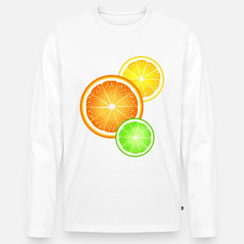 Agrumi Arancia Limone Lime - Maglia a manica lunga ecologica premium da uomo - bianco