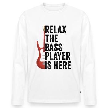 E-Bass Bass Bassist Bass-Gitarrist Geschenk - Männer Premium Bio Langarmshirt - Weiß - Vorne - Nico (187cm)