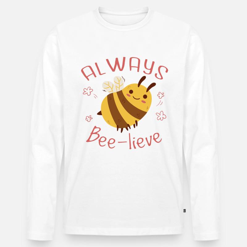 Immer Bee-Lieve - Männer Premium Bio Langarmshirt - Weiß