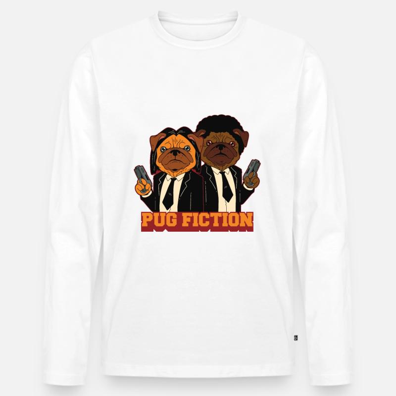 Mops - Männer Premium Bio Langarmshirt - Weiß