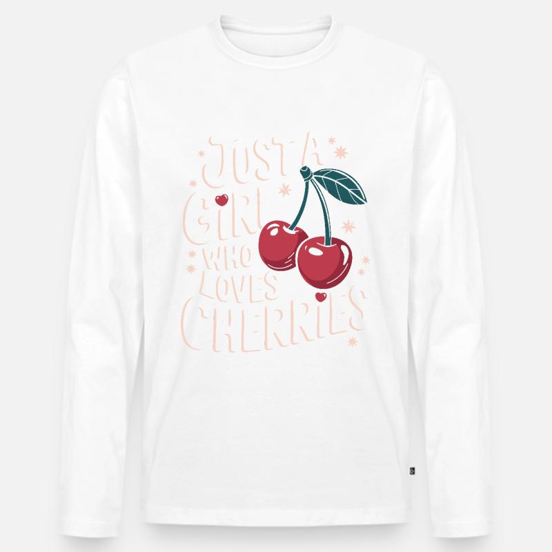Kirsche Kirschen Früchte Essen - Männer Premium Bio Langarmshirt - Weiß