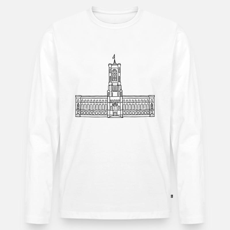 Rotes Rathaus Berlin - Männer Premium Bio Langarmshirt - Weiß