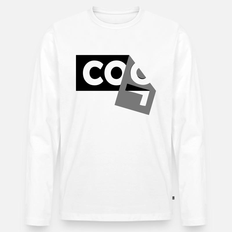 Halb abgerissenes Design - Männer Premium Bio Langarmshirt - Weiß