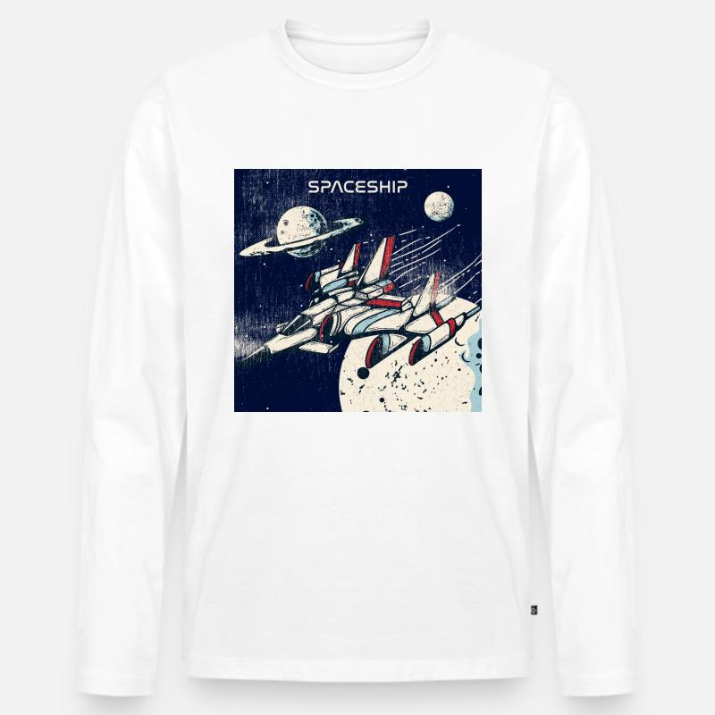 Raumschiff in Seenot - Männer Premium Bio Langarmshirt - Weiß