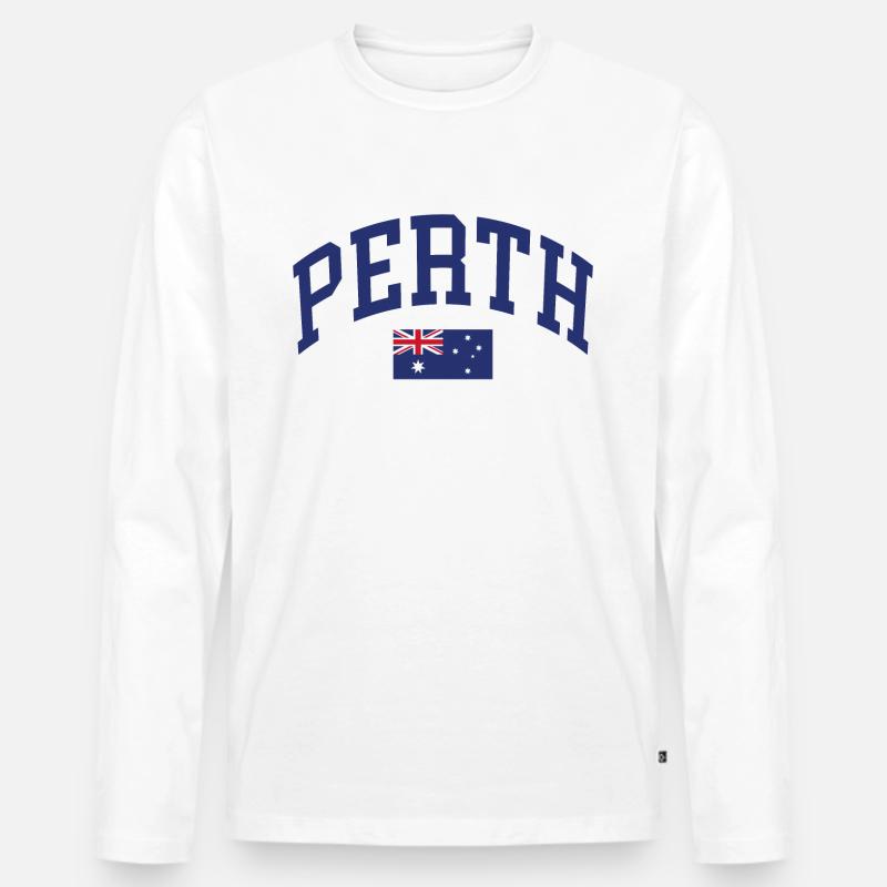 Perth - Männer Premium Bio Langarmshirt - Weiß