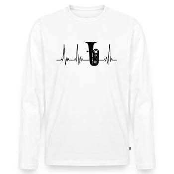 Tuba Heartbeat EKG Herzschlag für Tubaspieler - Männer Premium Bio Langarmshirt - Weiß - Vorne - Nico (187cm)