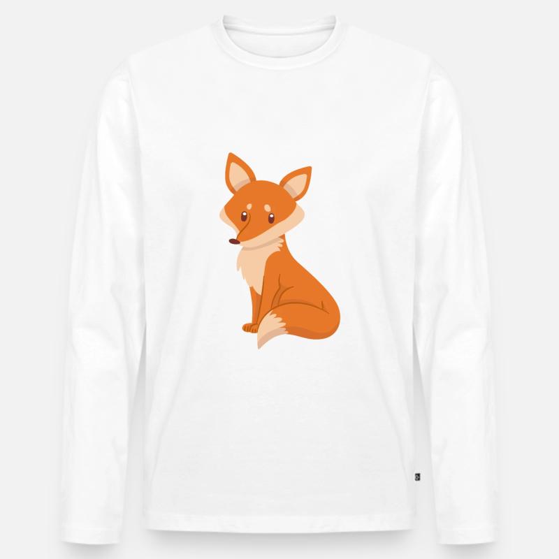 Fuchs - Männer Premium Bio Langarmshirt - Weiß