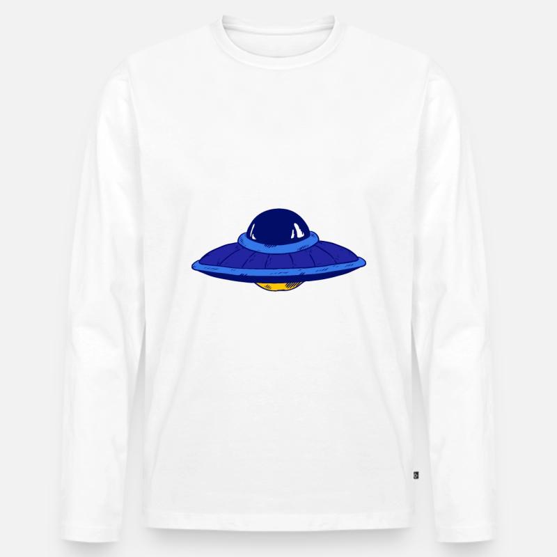 Ufo - Männer Premium Bio Langarmshirt - Weiß