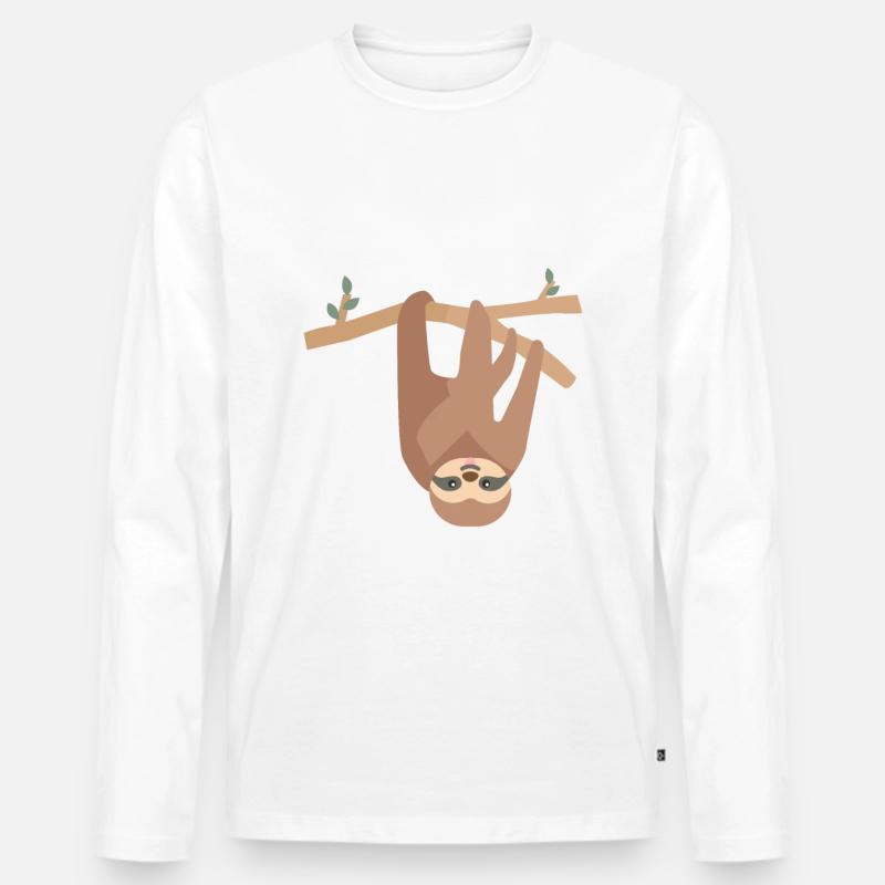 Faultier - Männer Premium Bio Langarmshirt - Weiß