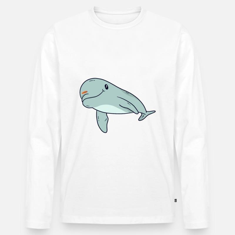 Delfin - Männer Premium Bio Langarmshirt - Weiß