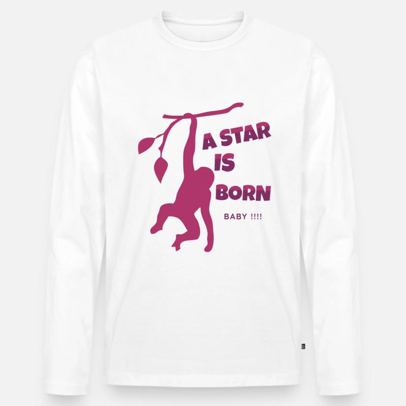 EIN STERN WIRD GEBOREN - Männer Premium Bio Langarmshirt - Weiß