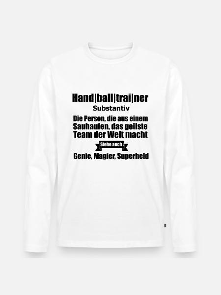 Bester Handballtrainer der Welt - Männer Premium Bio Langarmshirt - Weiß