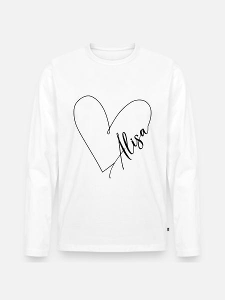 Alisa Name Herzlinie - Männer Premium Bio Langarmshirt - Weiß