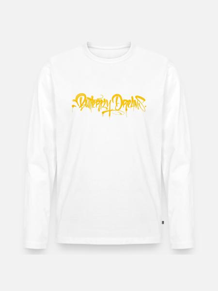 Butterfly Dreams Graffiti Tag - Männer Premium Bio Langarmshirt - Weiß