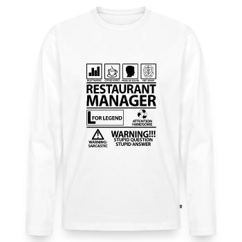 Hotel and Restaurant Manager Dad Lustig Quote - Men's Premium Organic Long Sleeve Shirt - white - Front - Nico (187cm)